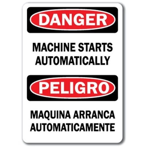 Signmission Danger-Machine Starts Automatically Bilingual-10x14 OSHA, DS-Machine Starts Automatically (Bilig) DS-Machine Starts Automatically (Bilig)